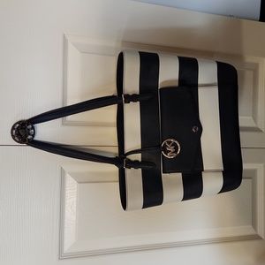 Michael Kors Navy Blue and White Stripe (Nautical Look) Bag
